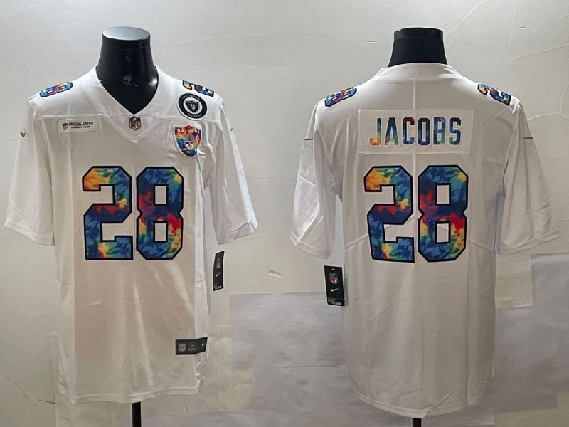 Men Oakland Raiders #28 Jacobs White Rainbow 2024 Nike Limited NFL Jersey style 01081->oakland raiders->NFL Jersey